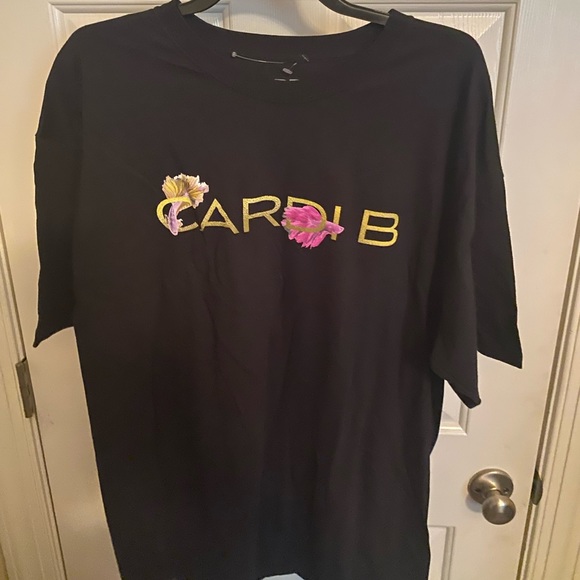 New Cardi B Flowers Mens Classic Vintage Concert T-shirt Black XL rap gift Bardi - Picture 1 of 4